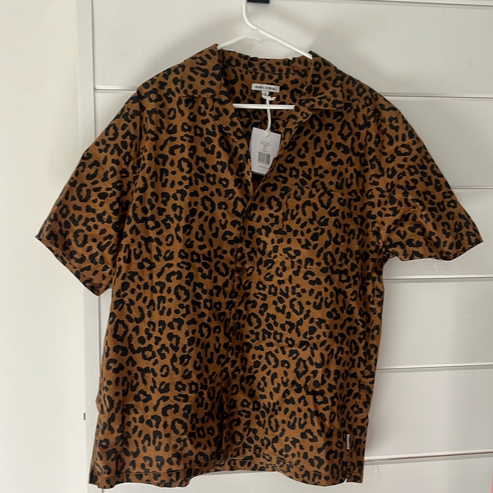 NWT - Banks Journal Camel (cheetah print) button down
